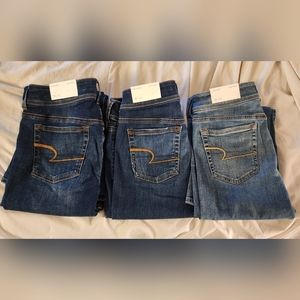 American Eagle Kick Boot Jeans set of 3 NEW 10